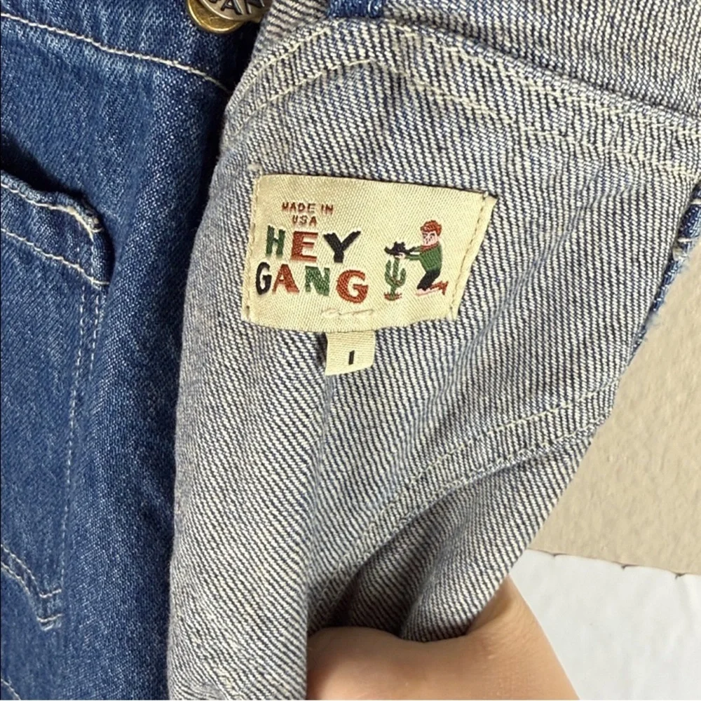 Hey Gang Knee Patch Denim Overalls - Picture 5 of 10